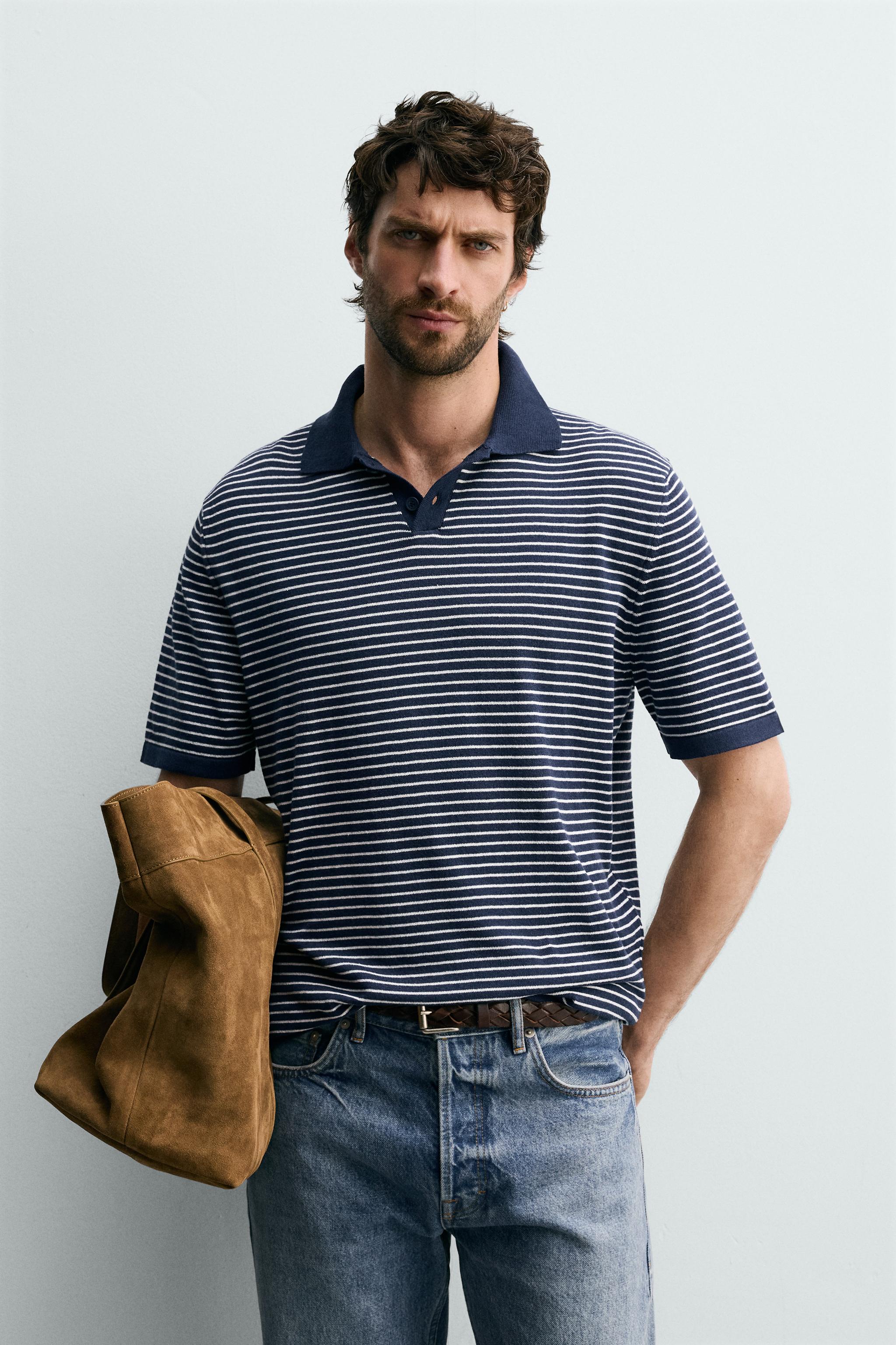 STRIPED JACQUARD KNIT POLO